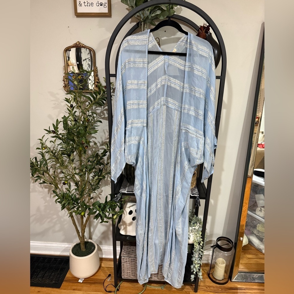 En Creme Sky Blue Women's Kimono Cardigan size large